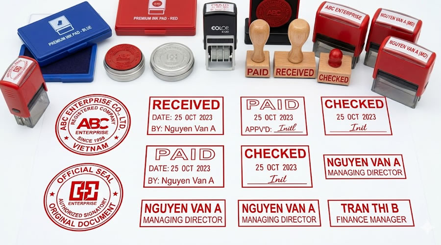 Dịch vụ khắc dấu chữ tiếng Anh gi&aacute; rẻ Vinh Nghệ An